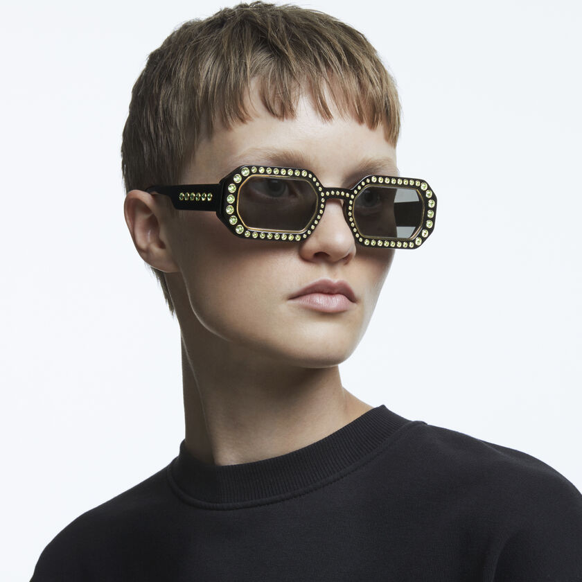Millenia Sunglasses, Octagon, Pavé crystals, Black