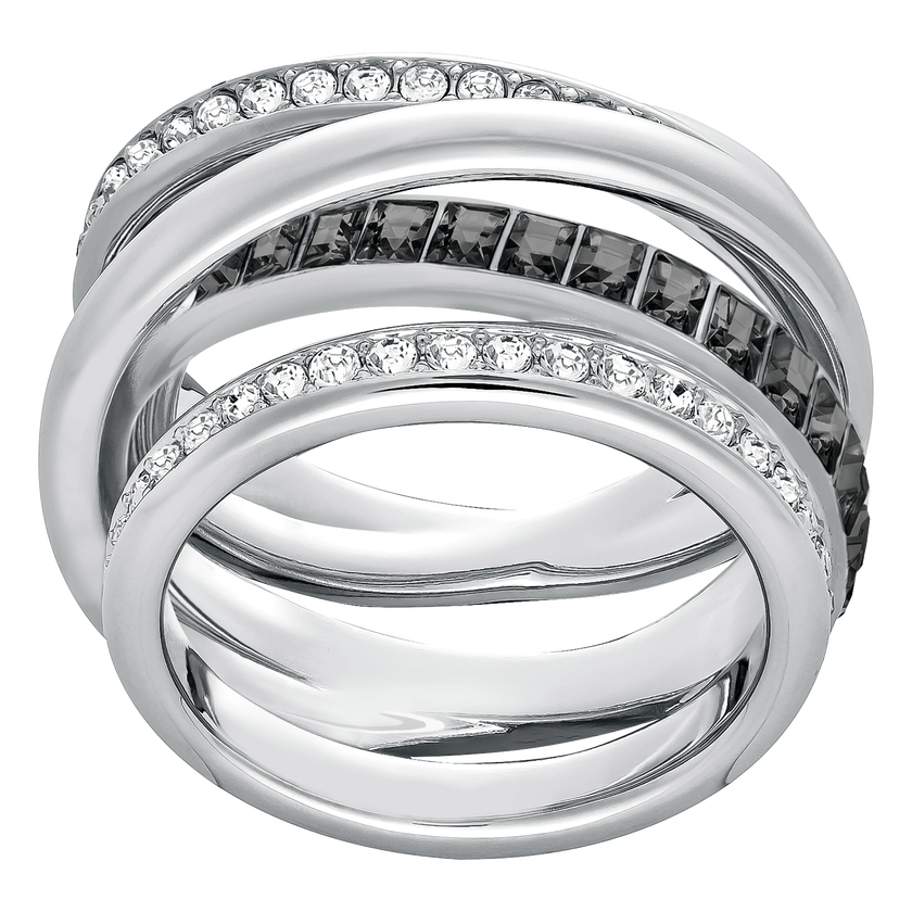 Dynamic Ring, Grey, Rhodium Plated