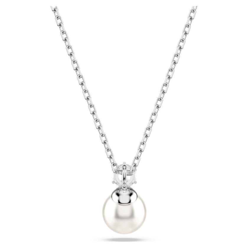swarovski matrix pendant  crystal pearl  round cut  white  rhodium plated