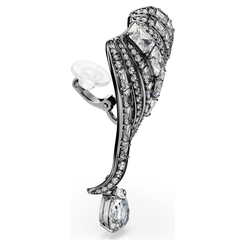 swarovski the vienna collection ear cuffs  feather  white  ruthenium plated