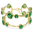 swarovski constella double bangle mixed round cuts green gold tone plated