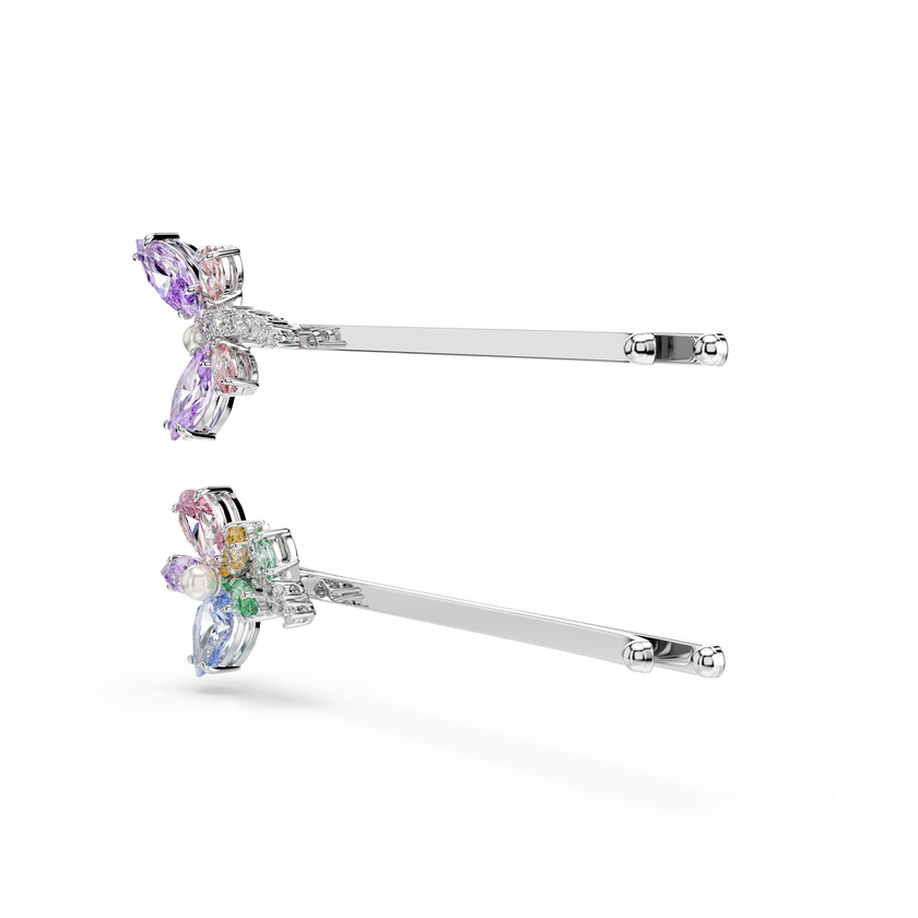 ariana grande x swarovski hair pin  mixed cuts  dragonfly  flower  multicolored  rhodium plated