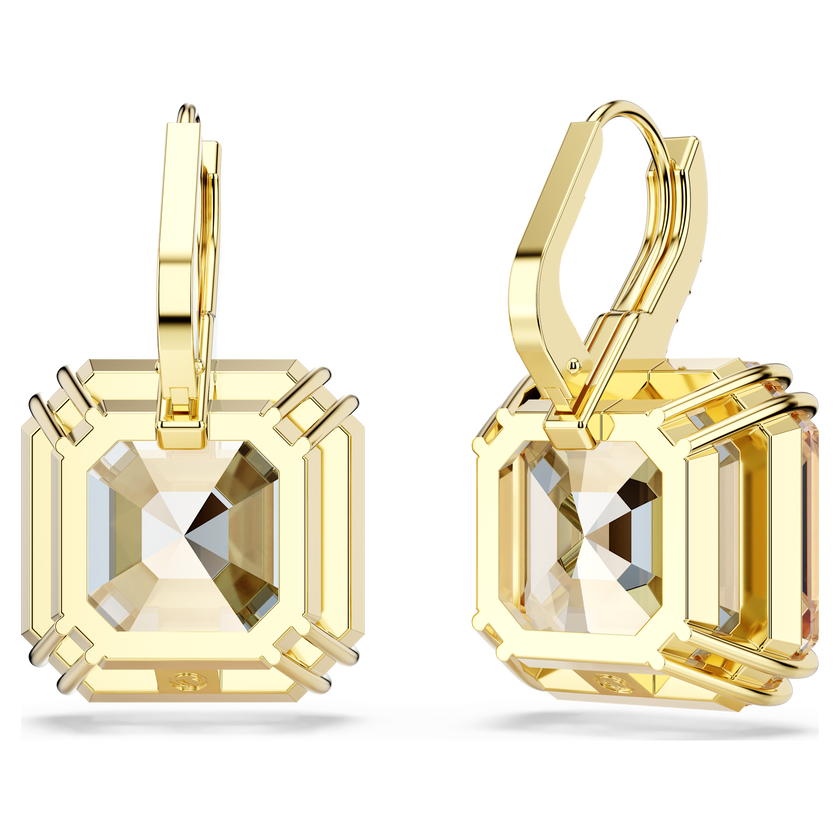 swarovski millenia drop earrings  mixed cuts  caramel  18k gold finish