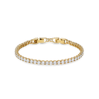 Tennis Deluxe Bracelet, White, Gold-tone plated