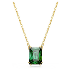 Matrix pendant, Rectangular cut, Green, Gold-tone plated