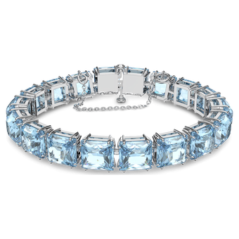 Millenia bracelet, Square cut crystals, Blue, Rhodium plated swarovski millenia bracelet square cut crystals blue rhodium plated