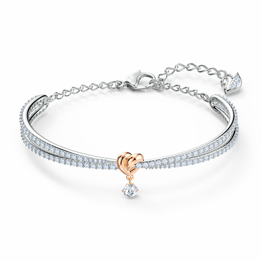 swarovski lifelong heart bangle  white  mixed metal finish