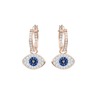 Duo Evil Eye Hoop Pierced Earrings, Multi-Colored, Rose Gold Plating