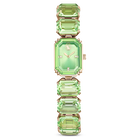 swarovski watch octagon cut bracelet green champagne gold tone finish