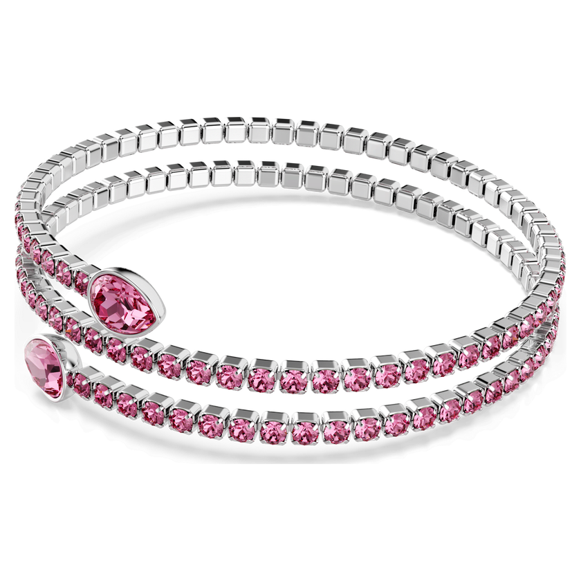 swarovski twisty cuff  mixed cuts  pink  rhodium plated