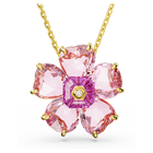 swarovski idyllia necklace flower pink gold tone plated
