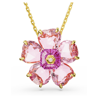 swarovski idyllia necklace flower pink gold tone plated
