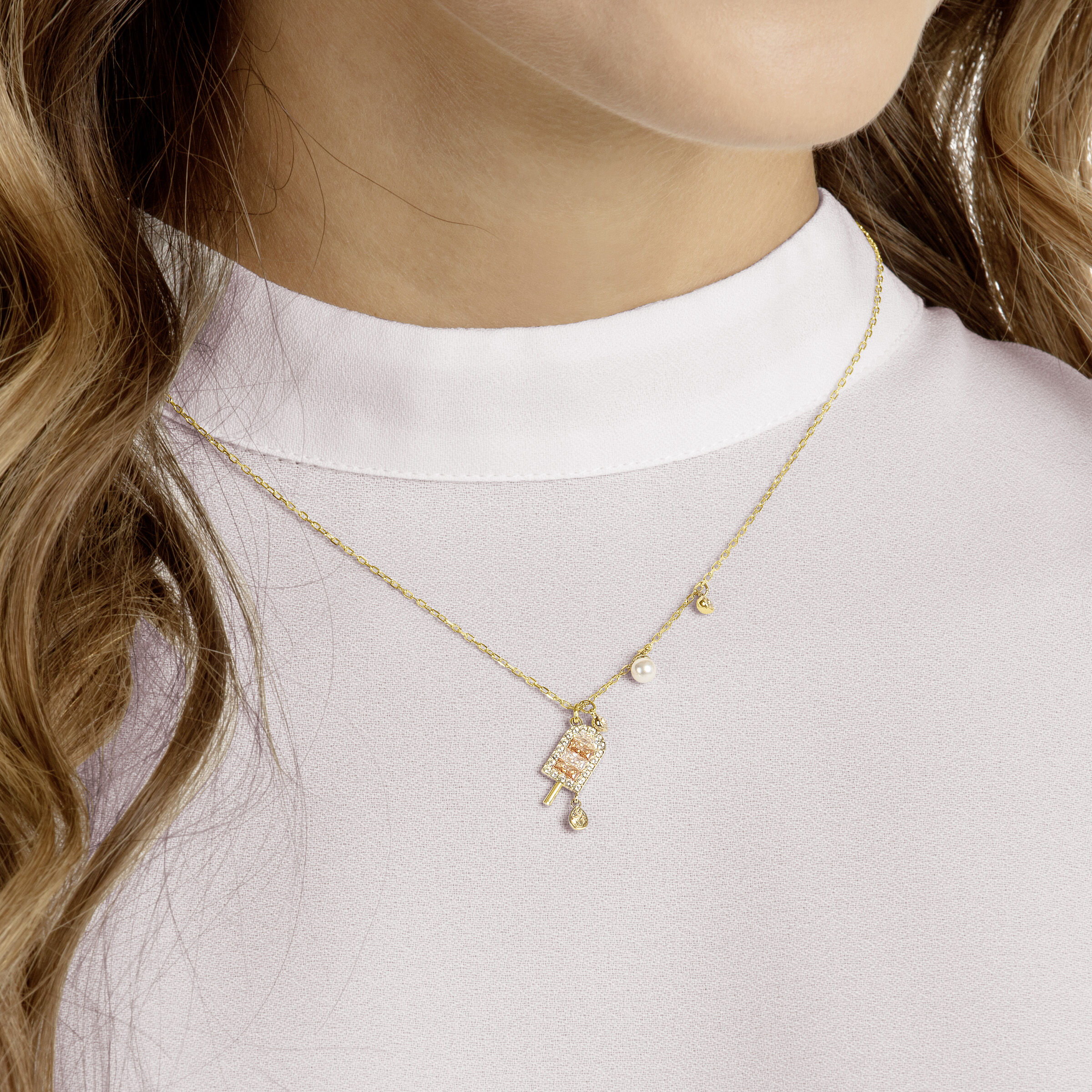 No Regrets Ice Cream Pendant Multi colored Gold plating