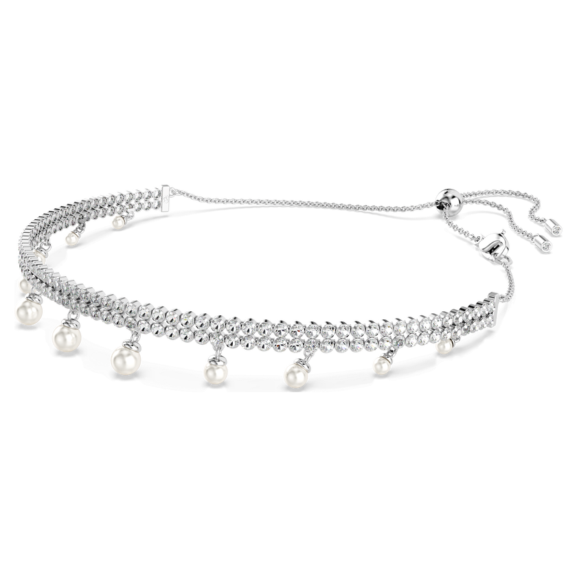 ariana grande x swarovski choker  crystal pearl  round cut  white  rhodium plated