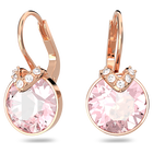 swarovski bella v drop earrings round cut pink rose gold tone plated
