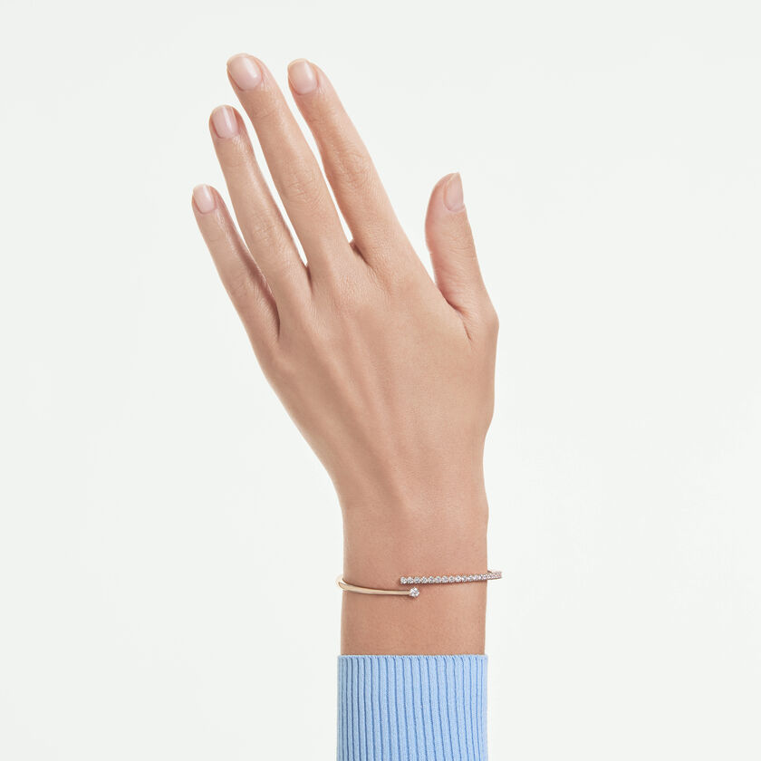 swarovski matrix bangle  round cut  white  18k rose gold finish