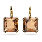 swarovski millenia earrings square cut crystal brown gold tone plated