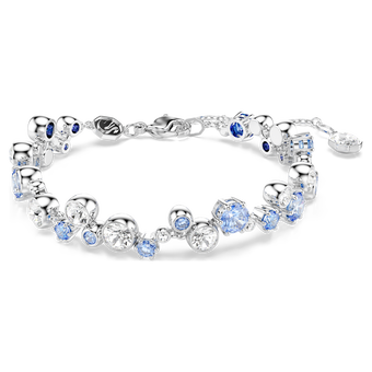 swarovski constella bracelet  mixed cuts  blue  rhodium plated
