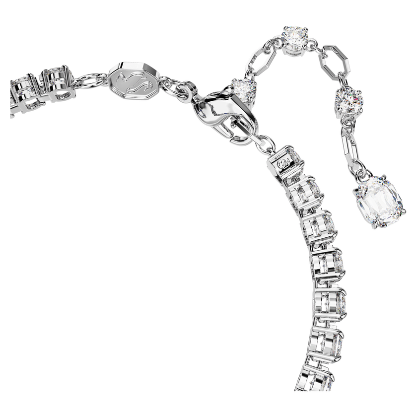 swarovski matrix tennis bracelet  mixed cuts  pink  rhodium plated