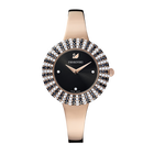 swarovski crystal rose watch metal bracelet black rose gold tone pvd