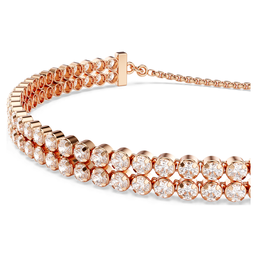 swarovski matrix tennis bracelet  round cut  white  18k rose gold finish