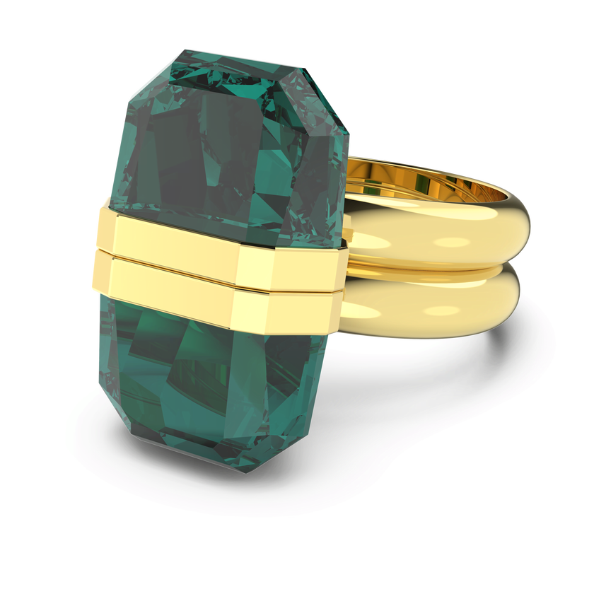 swarovski lucent ring   magnetic  green  gold tone plated