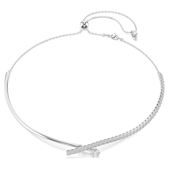 swarovski matrix necklace  round cut  white  rhodium plated