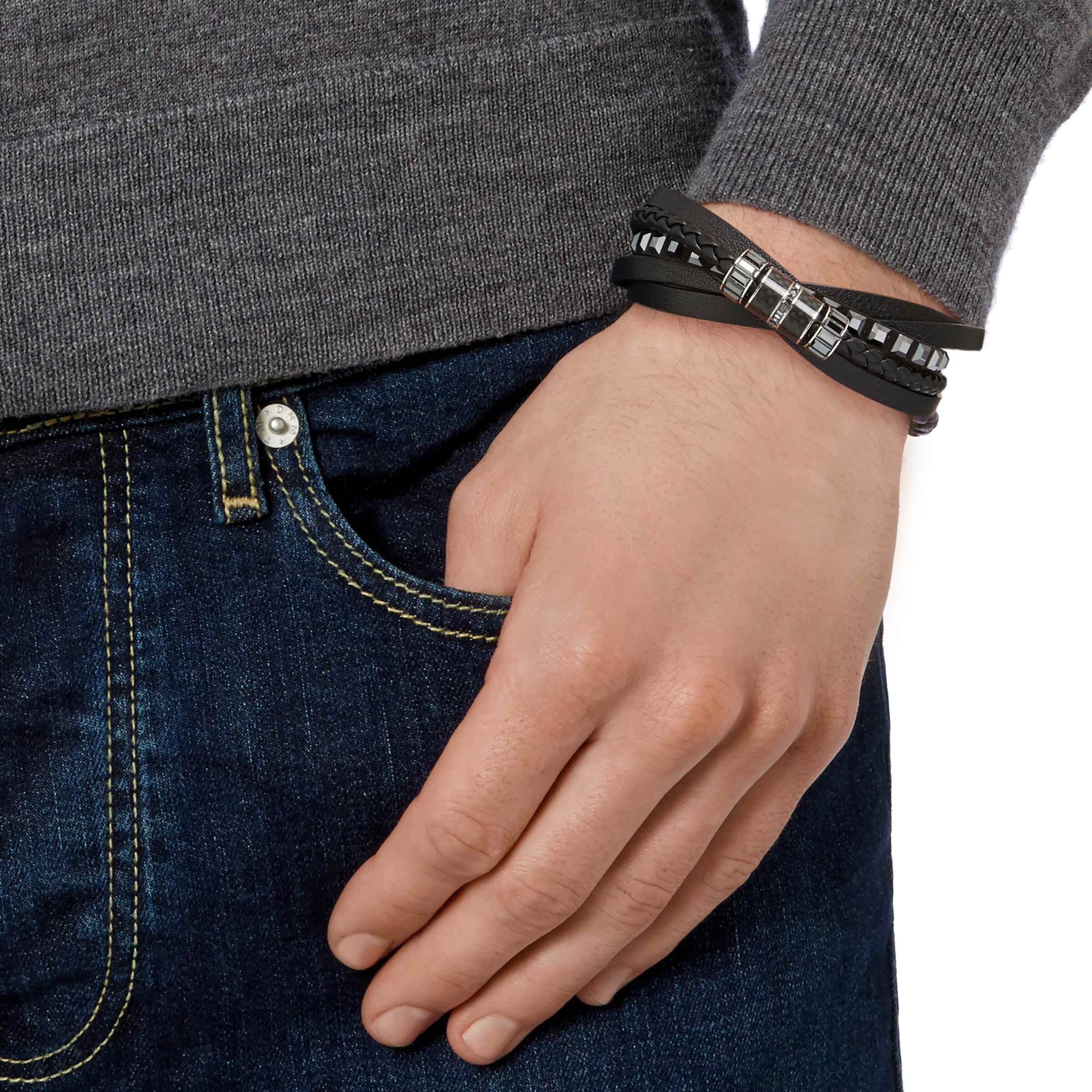 Buy Swarovski Alto Bracelet Leather Black Mixed metal finish