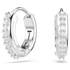 swarovski matrix hoop earrings round cut white rhodium plated