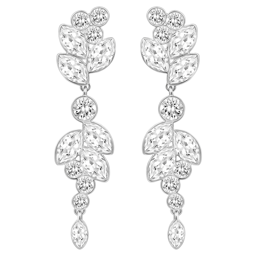 swarovski diapason drop earrings  mixed cuts  white  rhodium plated