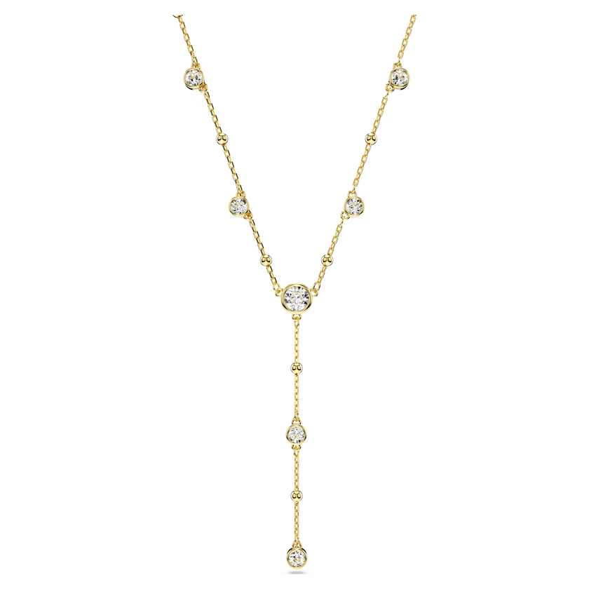 swarovski imber y necklace  round cut  scattered design  white  gold tone plated
