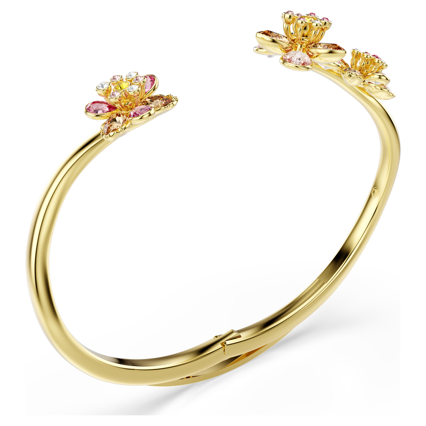 swarovski idyllia bangle  mixed cuts  flower  multicolored  gold tone plated
