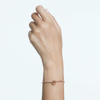 swarovski una bangle  octagon cut  pav   pink  rose gold tone plated