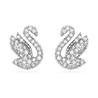 swarovski swan stud earrings swan white rhodium plated