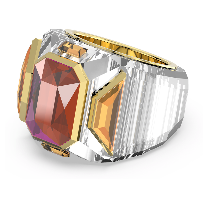 swarovski chroma cocktail ring  pink  gold tone plated