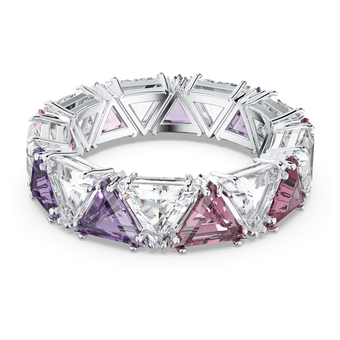 Millenia cocktail ring, Triangle cut crystals, Purple, Rhodium plated swarovski millenia cocktail ring  triangle cut crystals  purple  rhodium plated