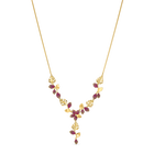 Tropical Flower Y Necklace, Pink, Gold-tone plated