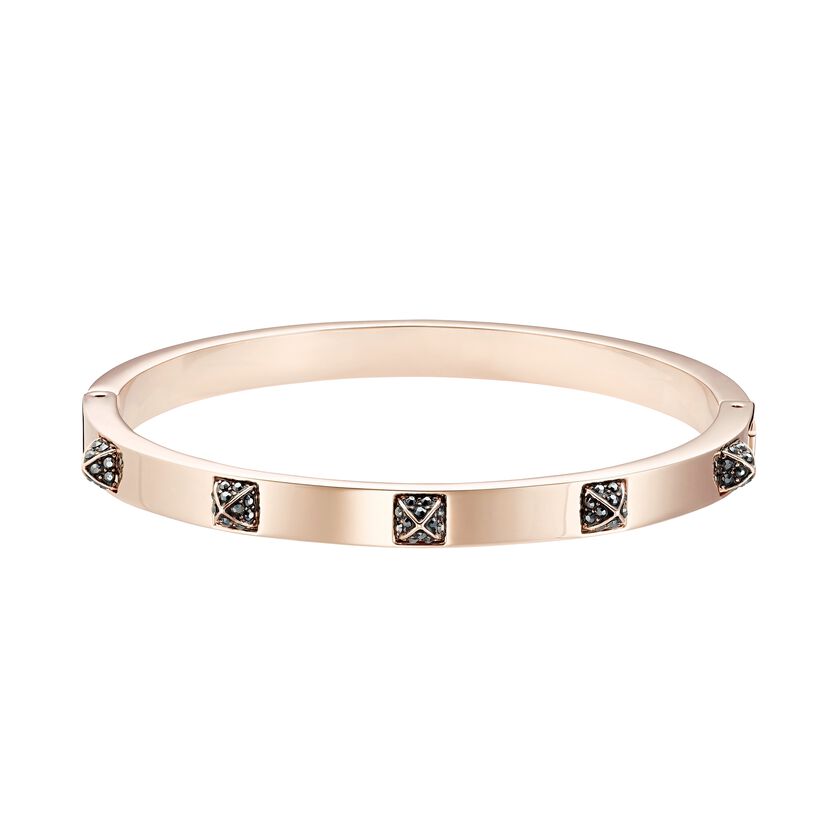 The Tactic Bangle, Black, Rose-gold tone plated