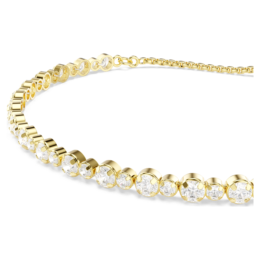 swarovski matrix tennis bracelet  round cut  white  gold tone plated