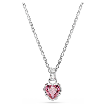swarovski chroma pendant  mixed cuts  pink  rhodium plated