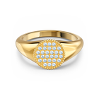 Ginger Signet Ring, White, Gold-tone plated