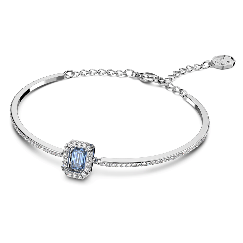 Una bangle, Octagon cut, Pavé, Blue, Rhodium plated | Swarovski UAE