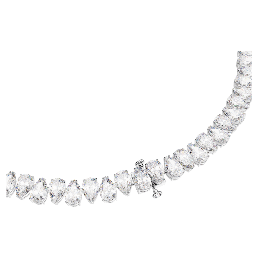 swarovski matrix necklace  pear cut  white  rhodium plated