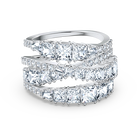 Twist Wrap Ring, White, Rhodium plated