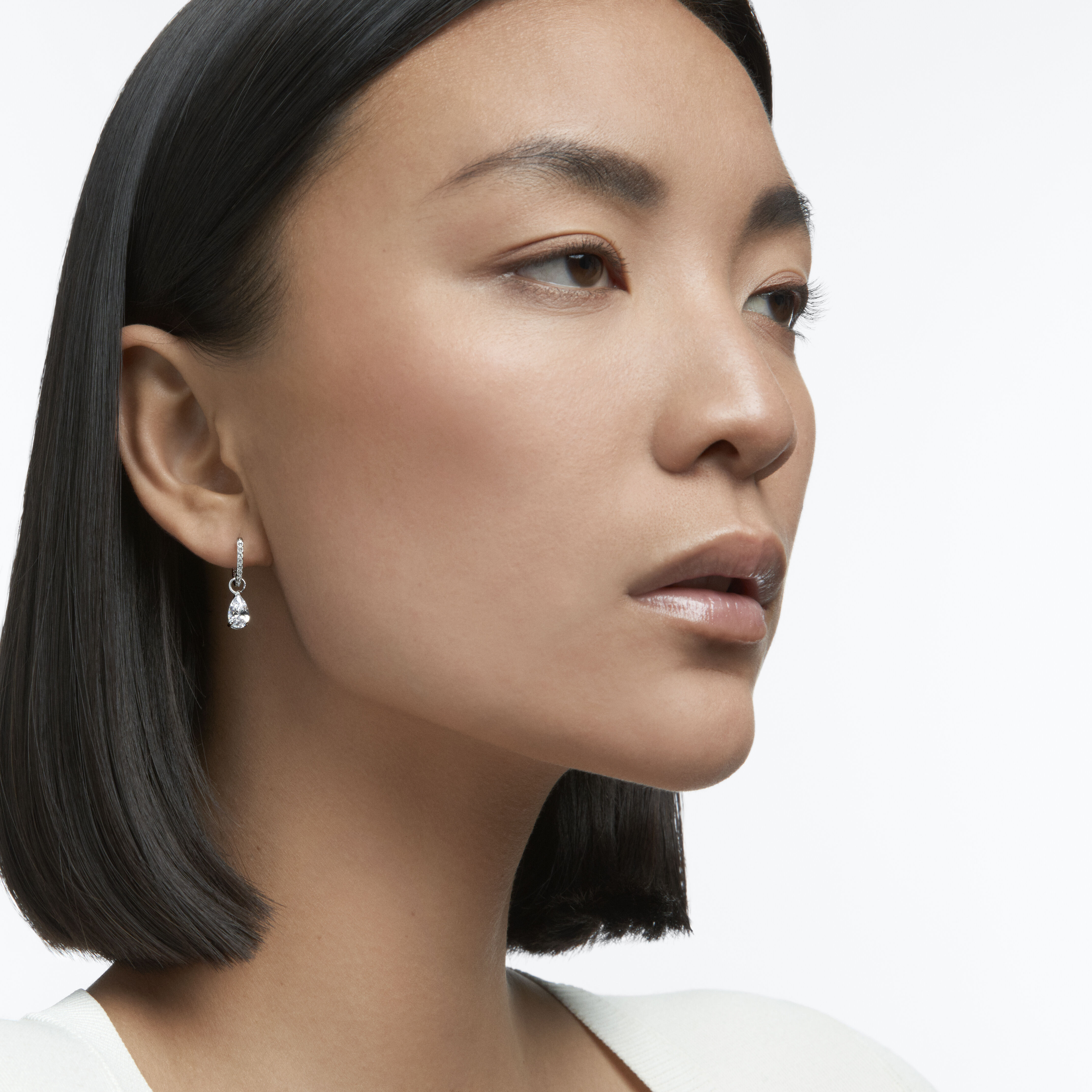 Buy Swarovski Attract drop earrings Pear cut White Rhodium plated