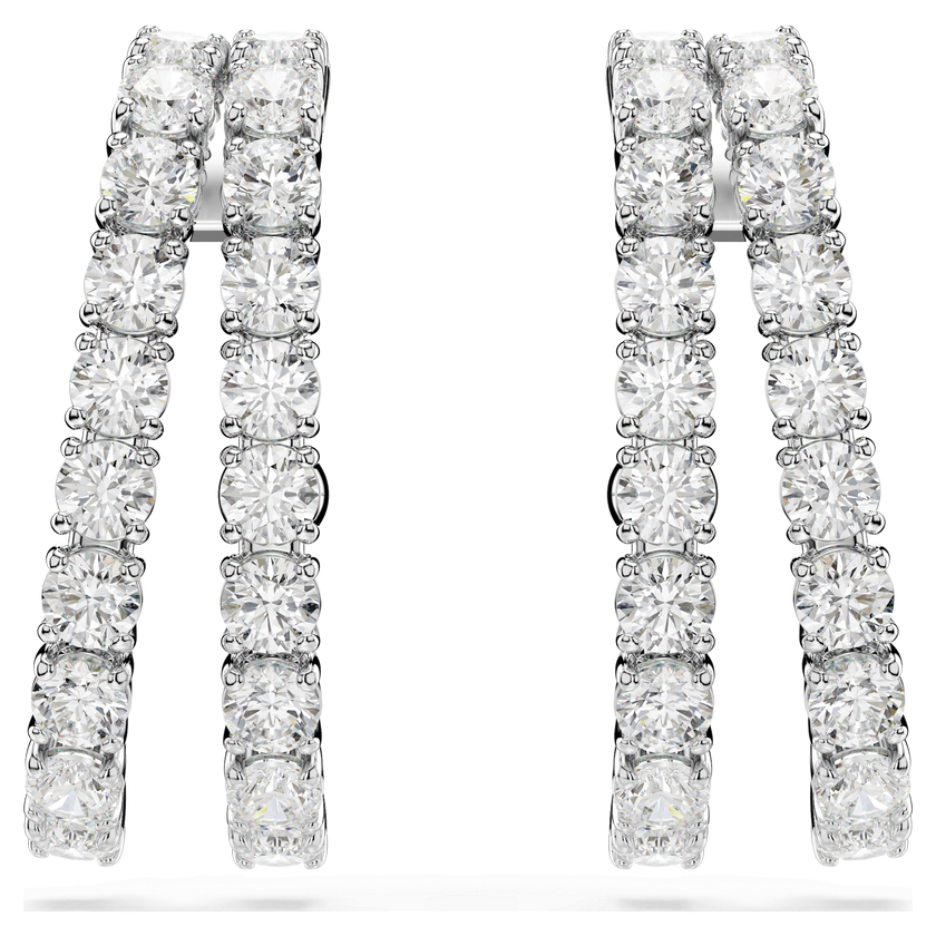 swarovski matrix ear cuffs  round cut  white  rhodium plated