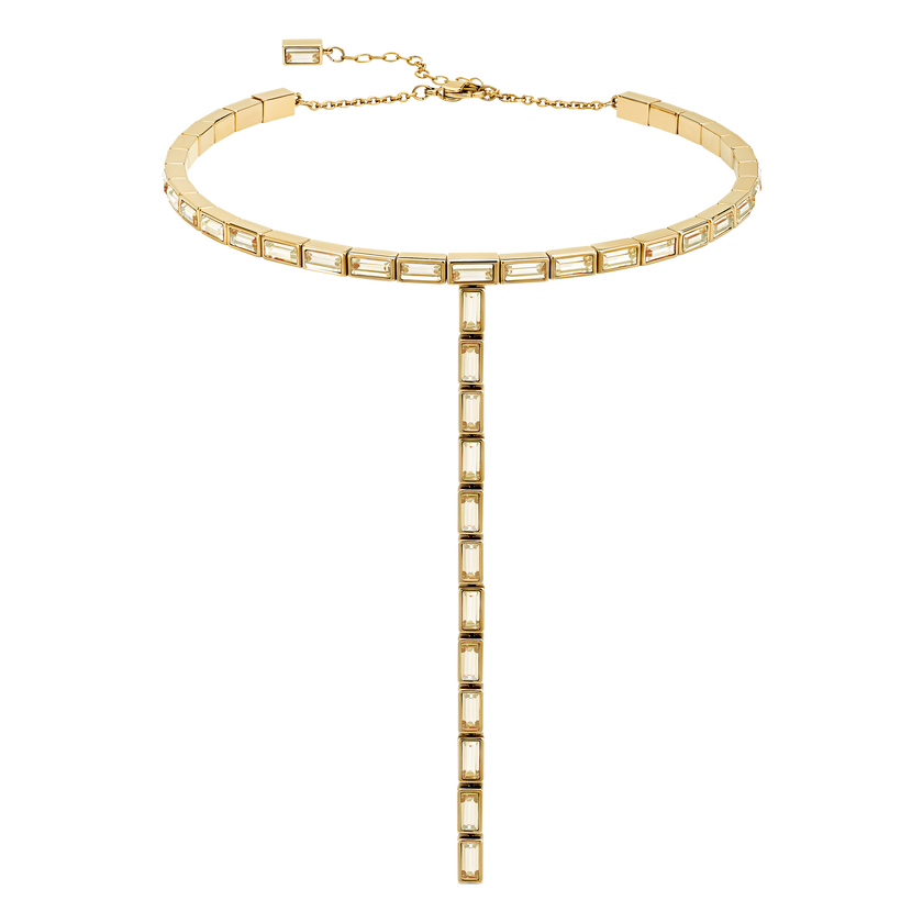 Fluid Necklace, Brown, Gold-tone plated