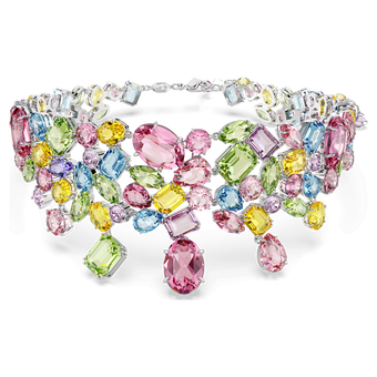 swarovski gema choker  mixed cuts  multicolored  rhodium plated