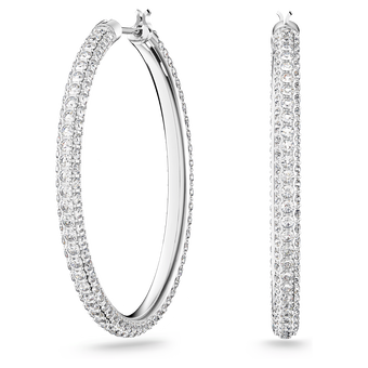 swarovski dextera hoop earrings  pav   large  white  rhodium plated