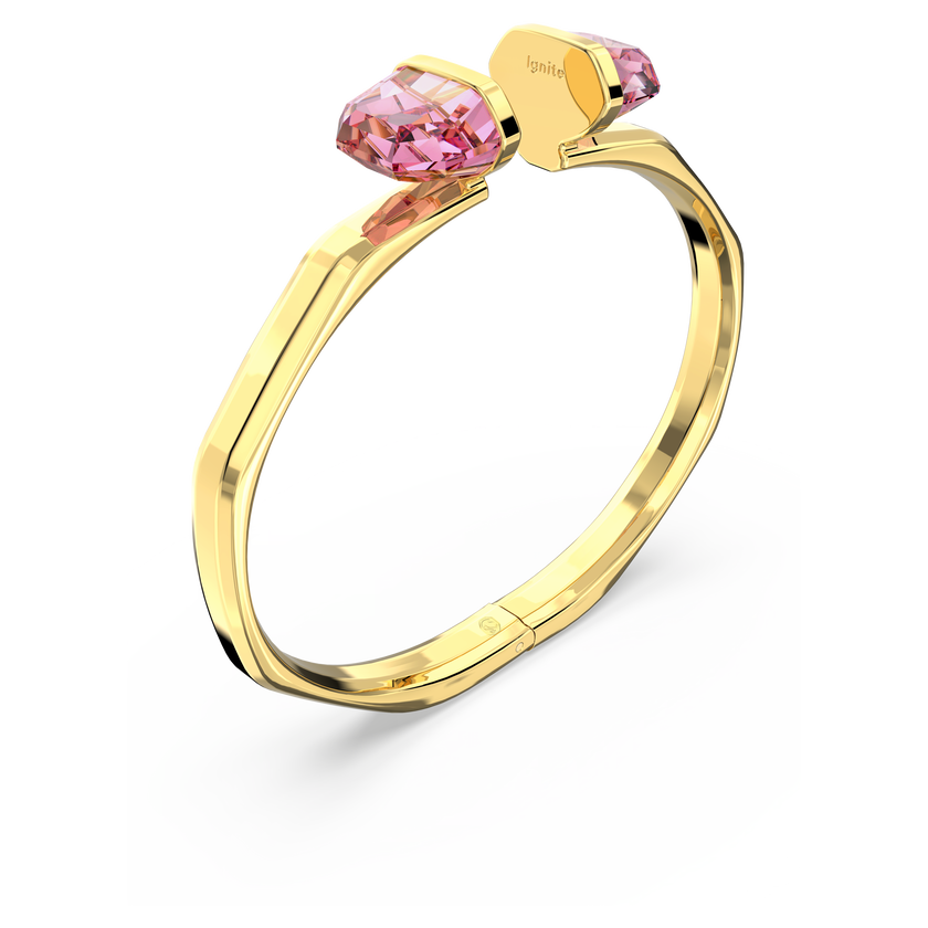 swarovski lucent bangle  magnetic closure  pink  gold tone plated